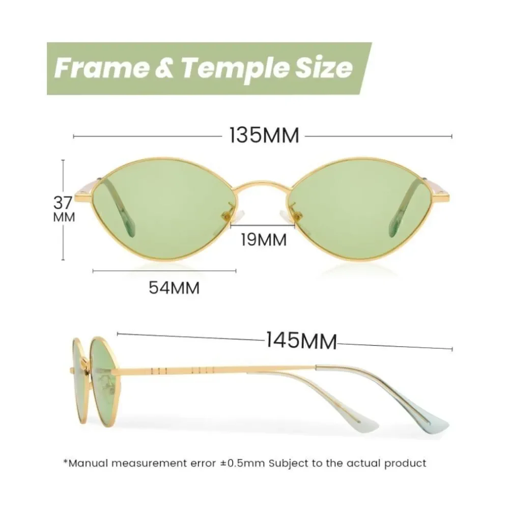 Small Frame Retro Sunnies with Chain Green Lens